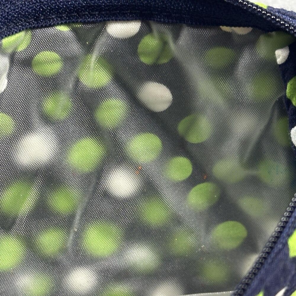 Vera Bradley Cosmetic Makeup Bag Pouch Quilted Go Wild Navy Green Polka Dot - Picture 5 of 9